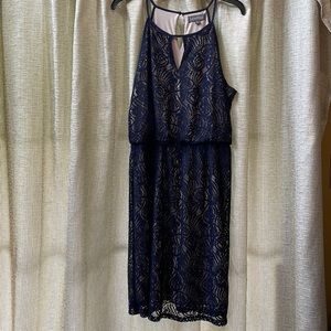 Blue lacy overlay dress